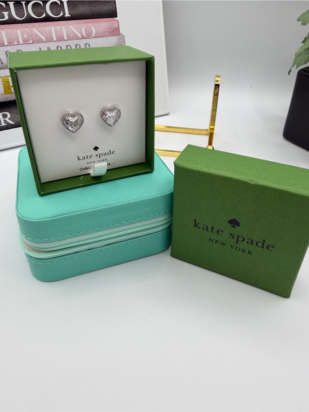 Kate Spade  NWT My Love Pave CZ Silver Heart Earrings